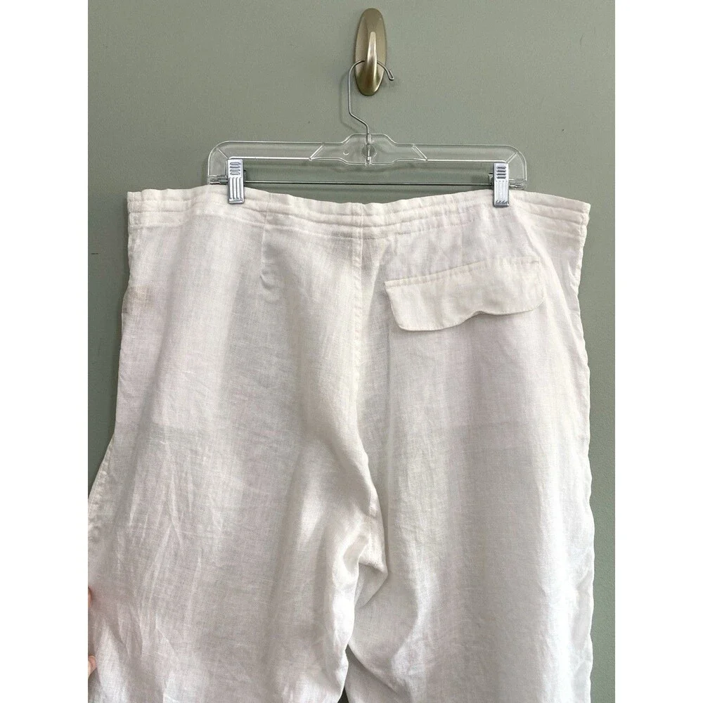 Bruno 100% Linen Pants Lightweight Pull On Drawstring Mens XL White Beach Resort